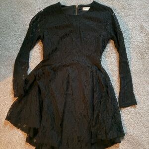 Black Lace Long Sleeve mini Dress
